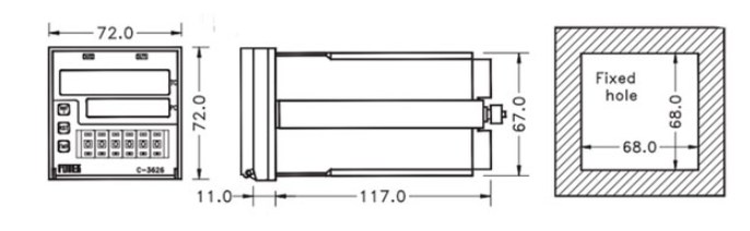 Схема габаритных размеров счетчика Fotek SC-342