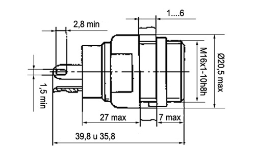 Схема габаритных размеров патрона ПРМ-1